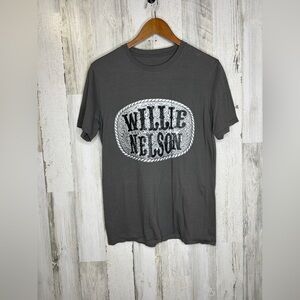Willie Nelson Women's Graphics T Shirt Gray White Size Medium